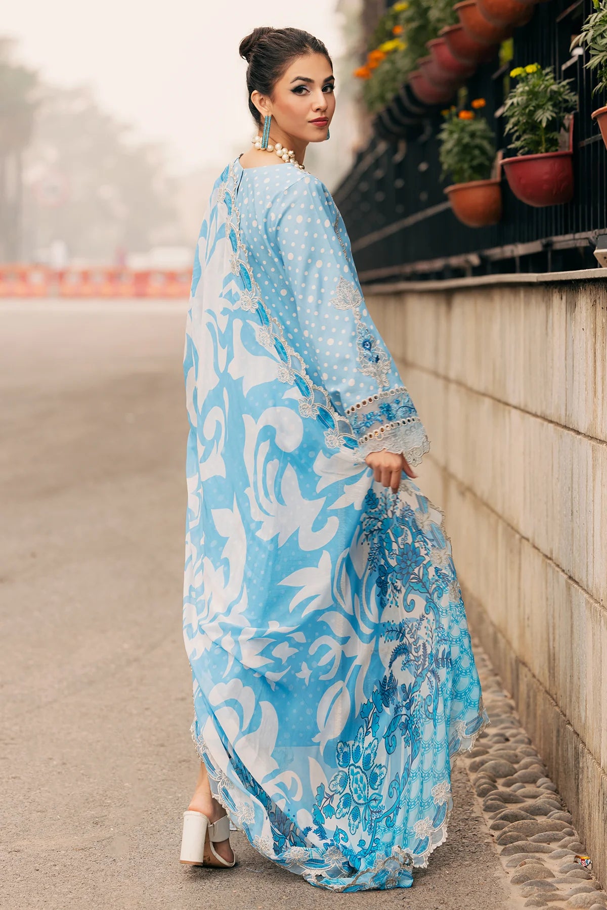 Pakistani Charizma Swiss Voile Embroidered Unstitched Three Piece - Carolina Blue