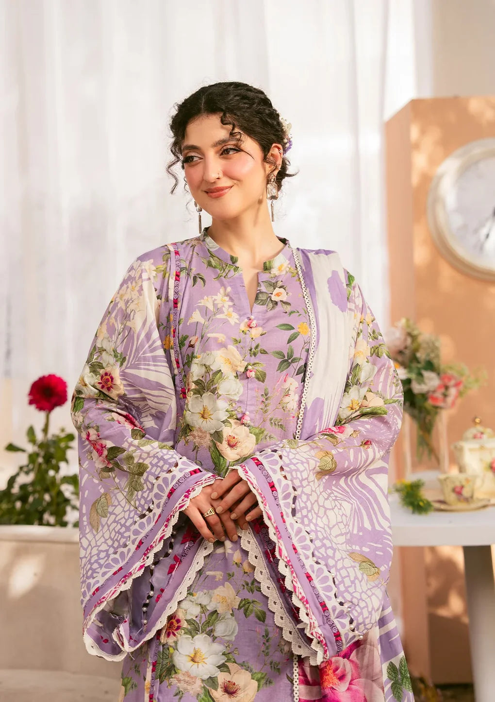 Pakistani Elaf Premium Digital Printed Unstitched Lawn Three Piece - Lilabelle