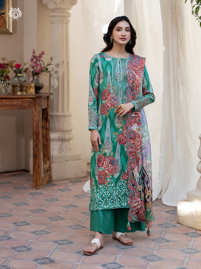 Pakistani Rang Pasand by Gulljee Digital Printed Lawn Unstitched Three Piece - Turtle Green
