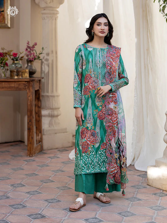 Pakistani Rang Pasand by Gulljee Digital Printed Lawn Unstitched Three Piece - Turtle Green