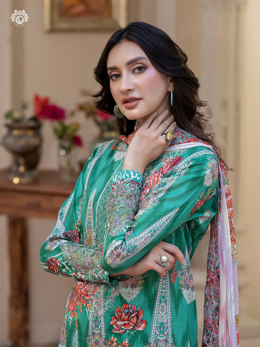 Pakistani Rang Pasand by Gulljee Digital Printed Lawn Unstitched Three Piece - Turtle Green