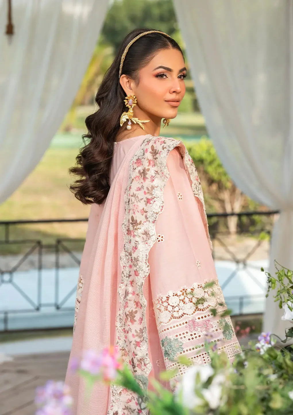 Pakistani Elaf Laserwork Lawn Unstitched Three Piece - Oh My Rose