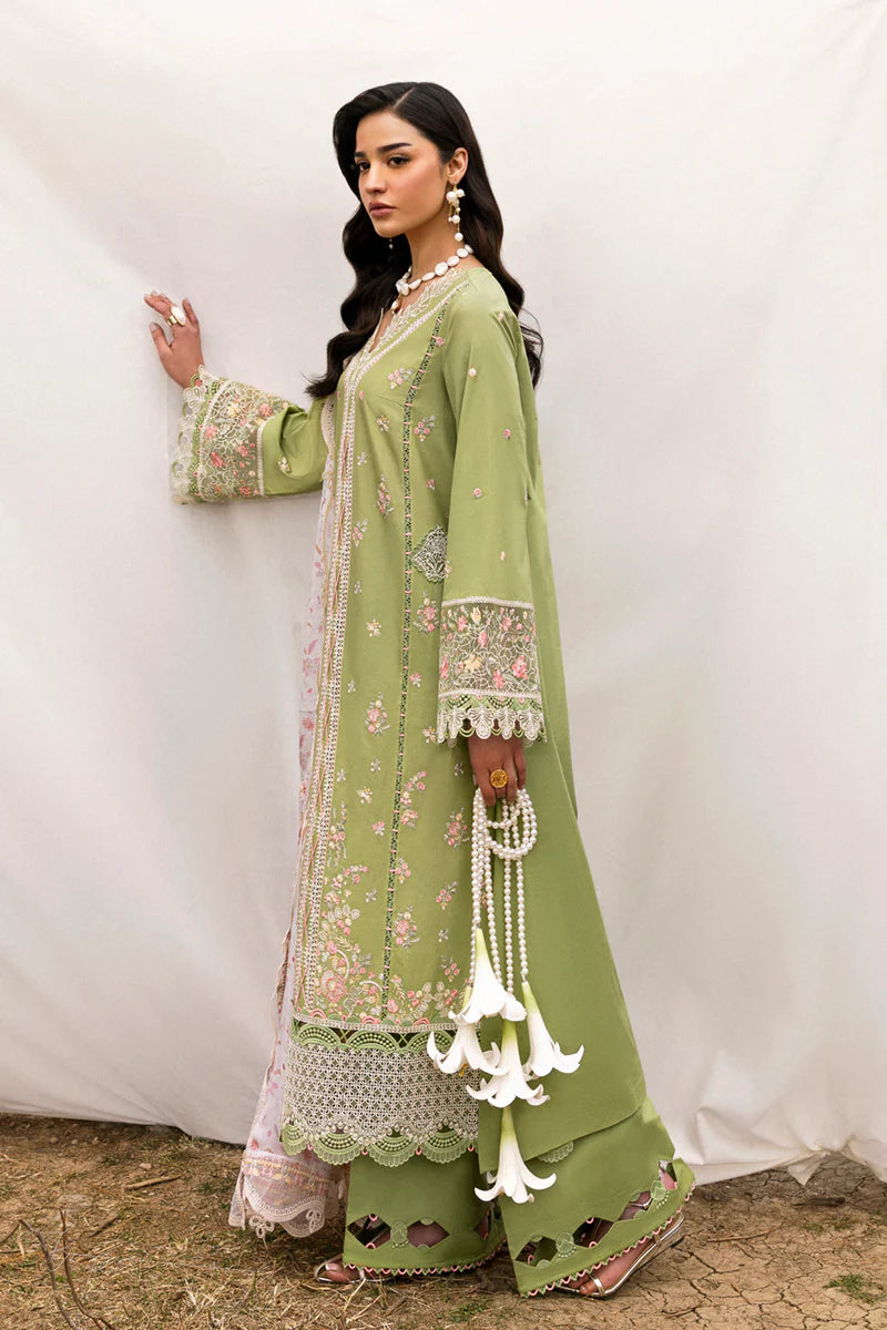 Pakistani Qalamkar Embroidered Unstitched Luxury Lawn Three Piece - Lovisa