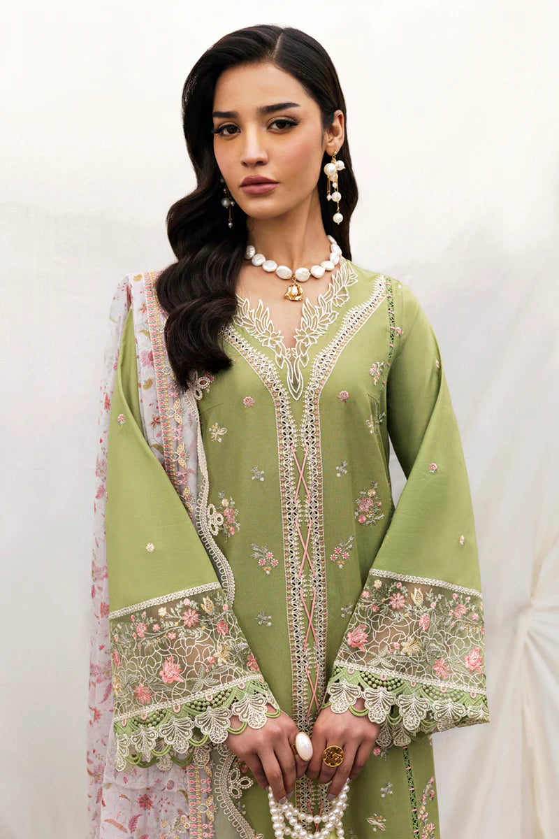 Pakistani Qalamkar Embroidered Unstitched Luxury Lawn Three Piece - Lovisa