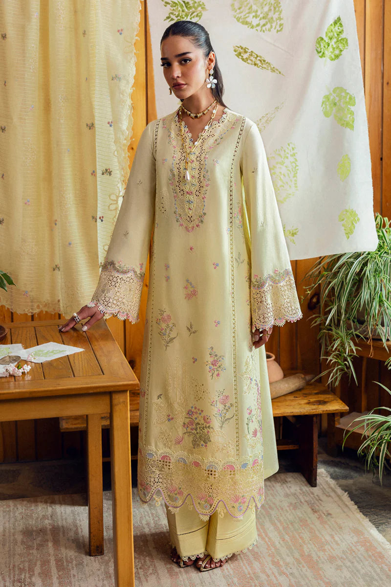 Pakistani Qalamkar Embroidered Unstitched Luxury Lawn Three Piece - Keva