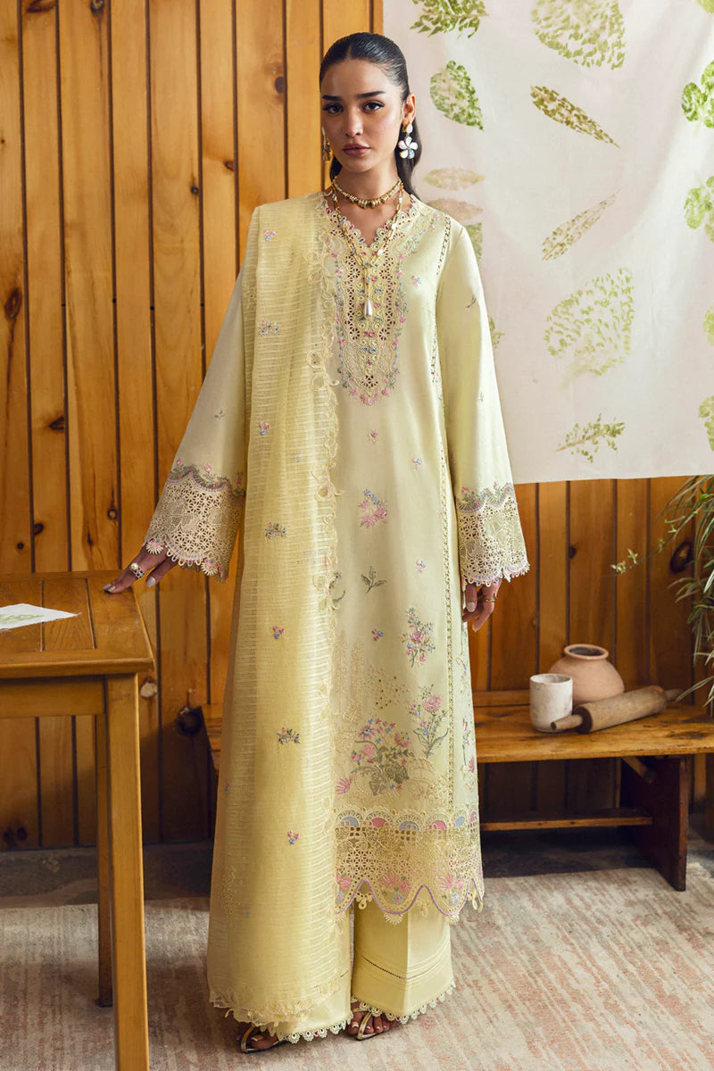 Pakistani Qalamkar Embroidered Unstitched Luxury Lawn Three Piece - Keva