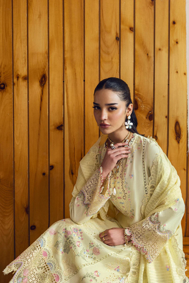 Pakistani Qalamkar Embroidered Unstitched Luxury Lawn Three Piece - Keva