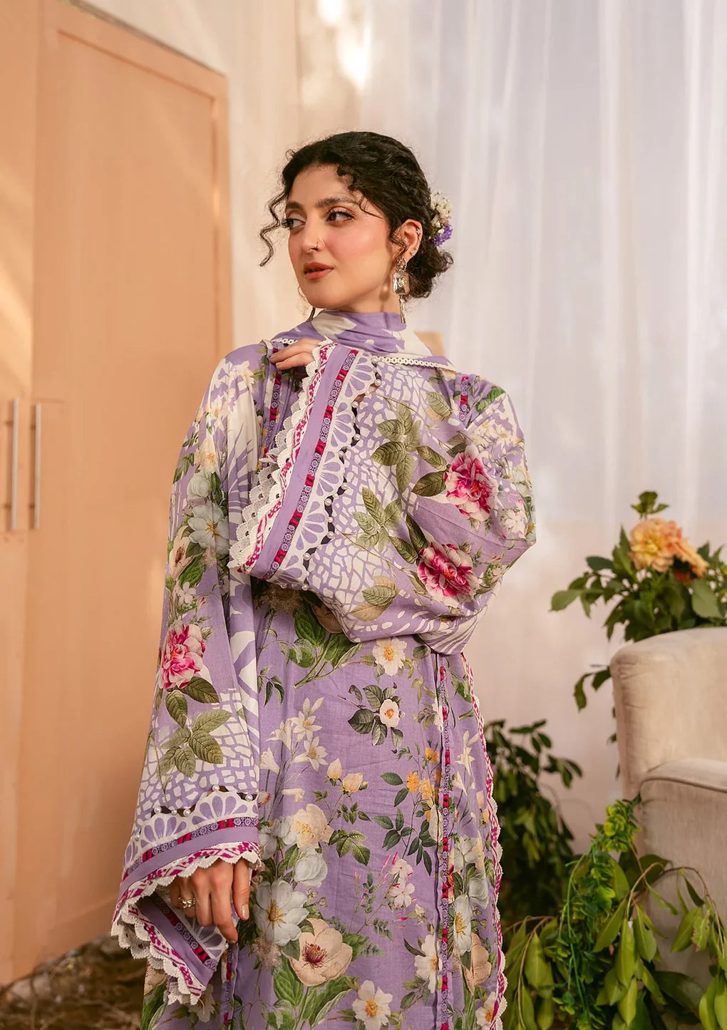 Pakistani Elaf Premium Digital Printed Unstitched Lawn Three Piece - Lilabelle
