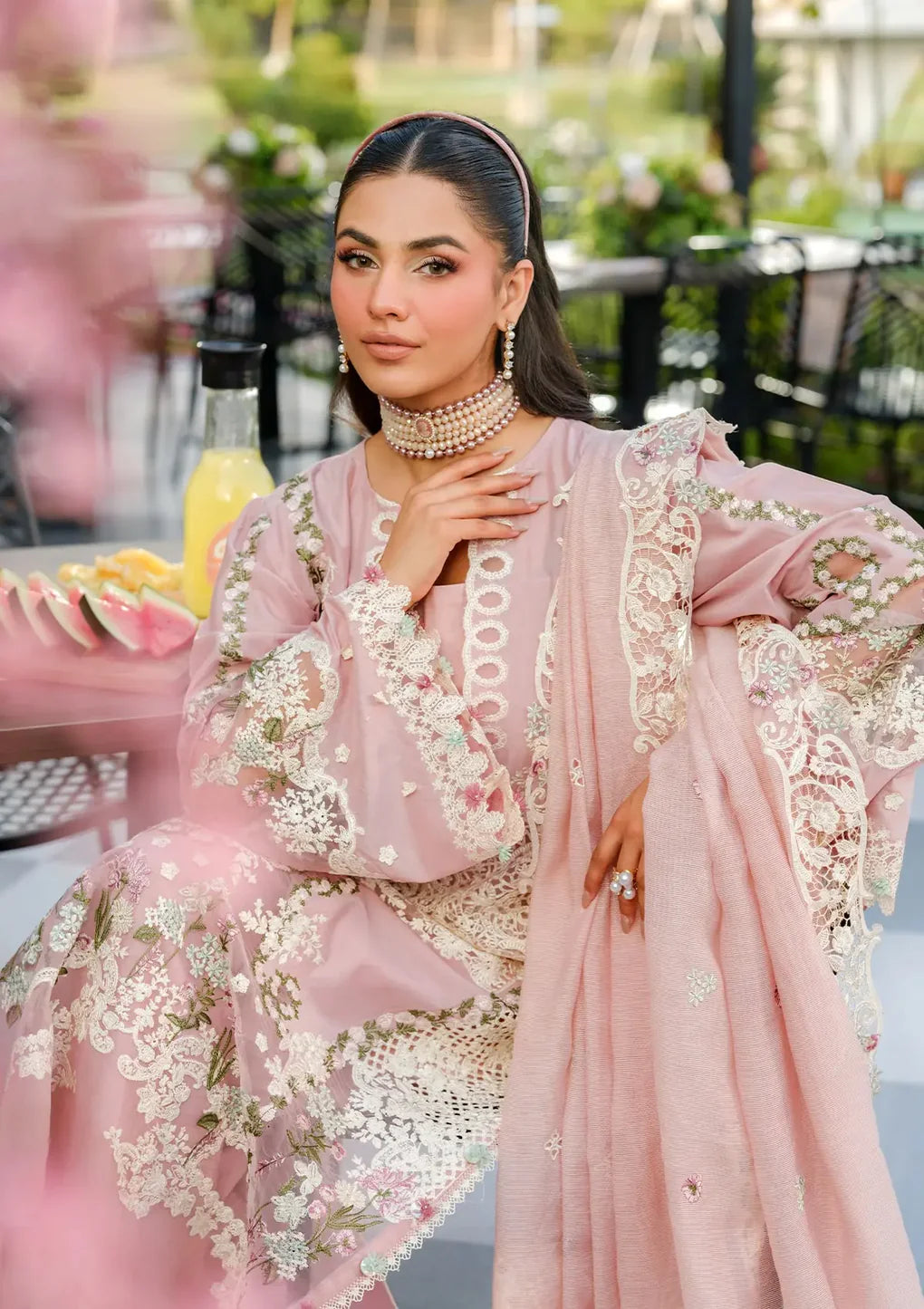 Pakistani Elaf Laserwork Lawn Unstitched Three Piece - Oh My Rose