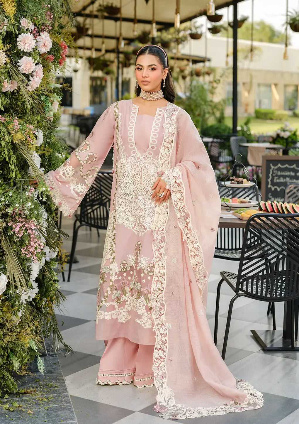 Pakistani Elaf Laserwork Lawn Unstitched Three Piece - Oh My Rose