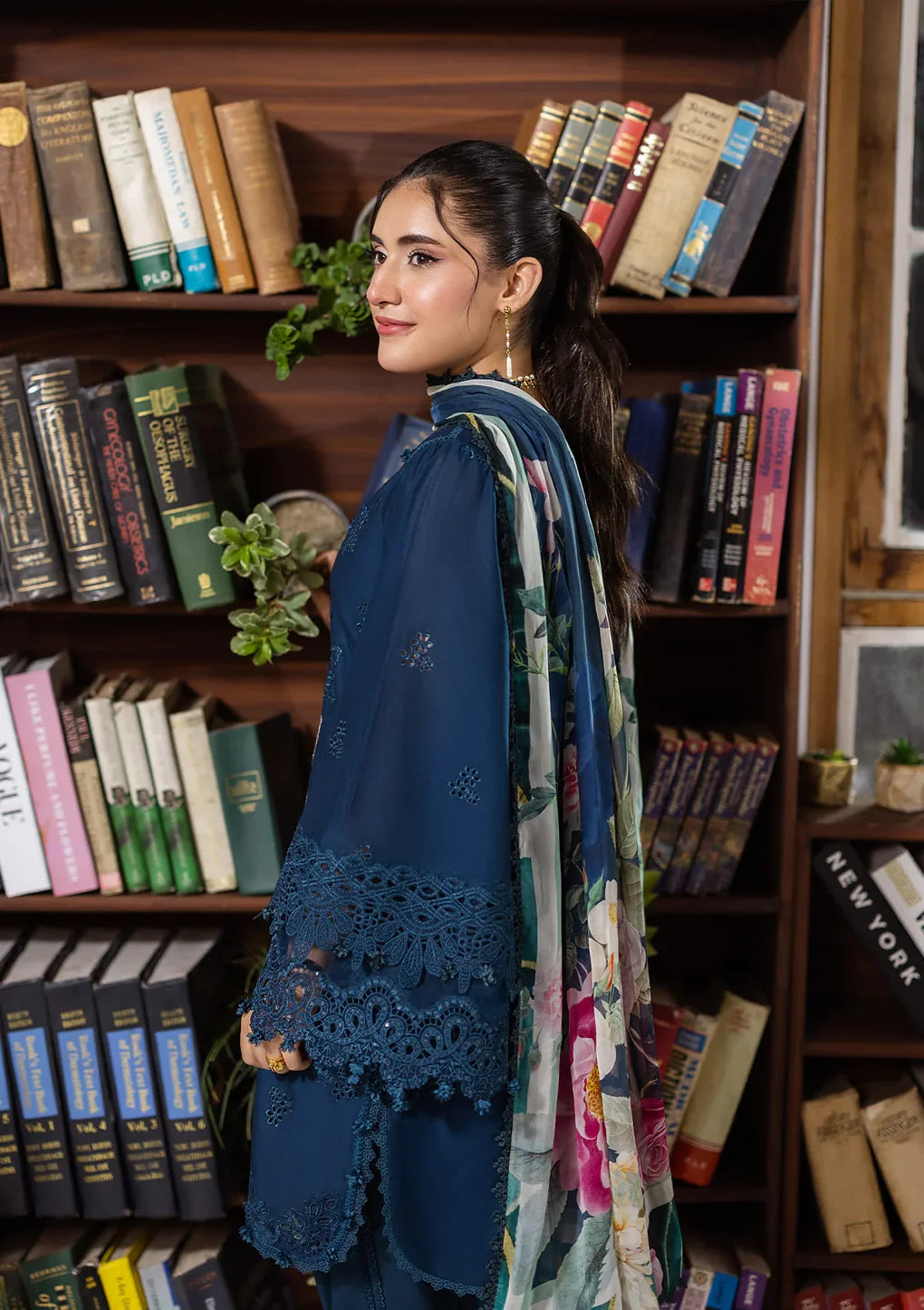 Pakistani Elaf Chikankari Embroidered Lawn Unstitched Three Piece - Serenaire