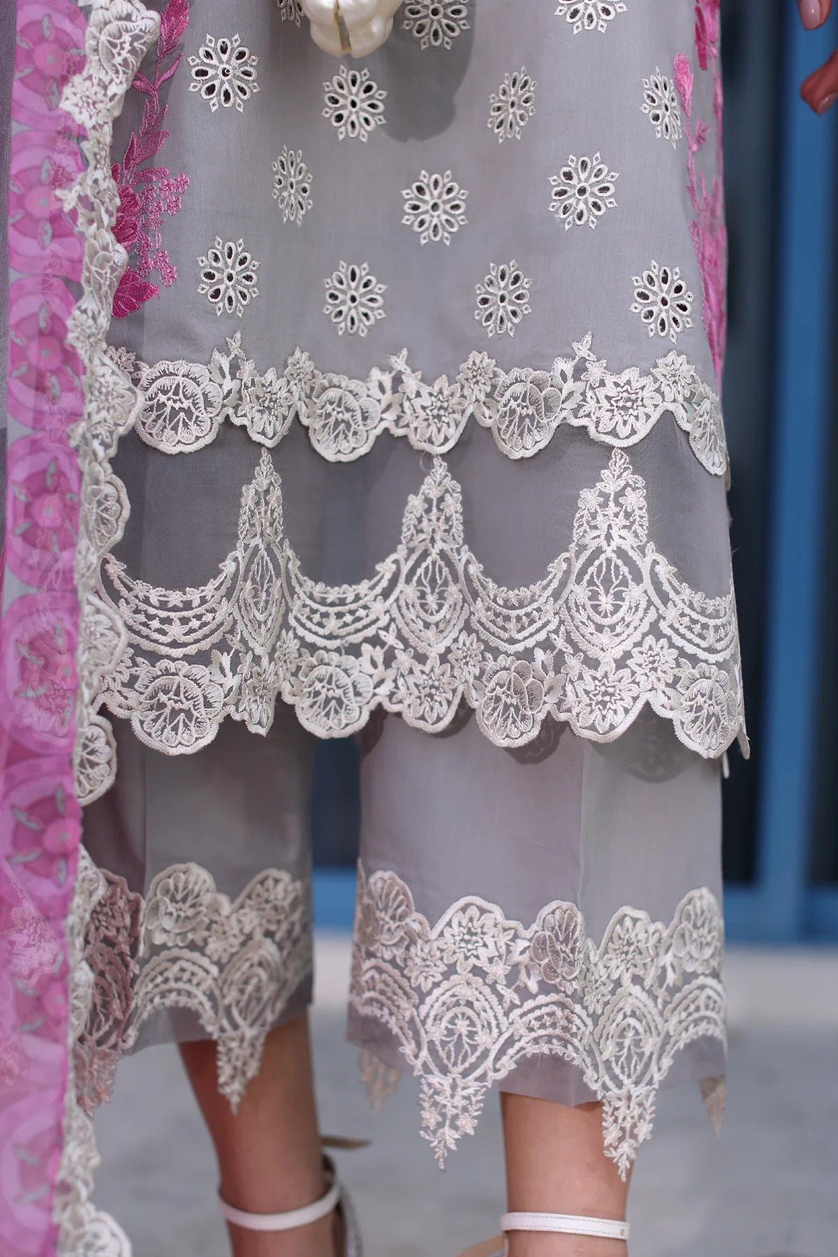 Pakistani Charizma Embroidered Lawn Unstitched Three Piece - Santa Grey