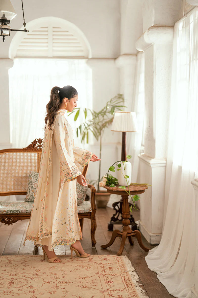 Pakistani Qalamkar Luxury Lawn Embroidered Unstitched Three Piece - Rina