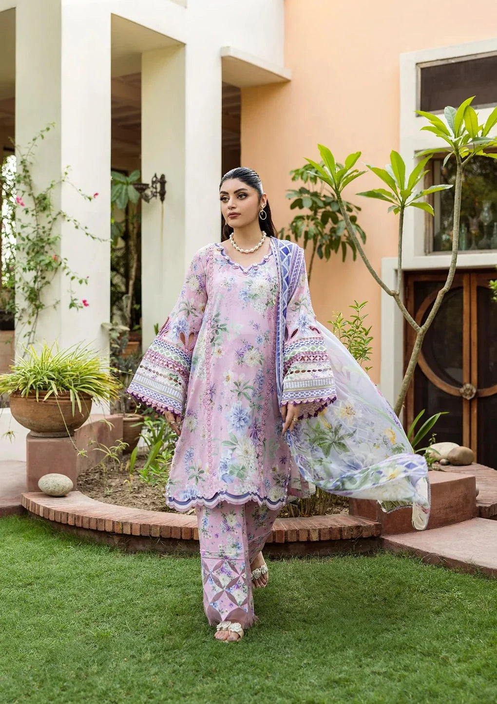 Pakistani Elaf Printed Unstitched Lawn Three Piece - Wisteria