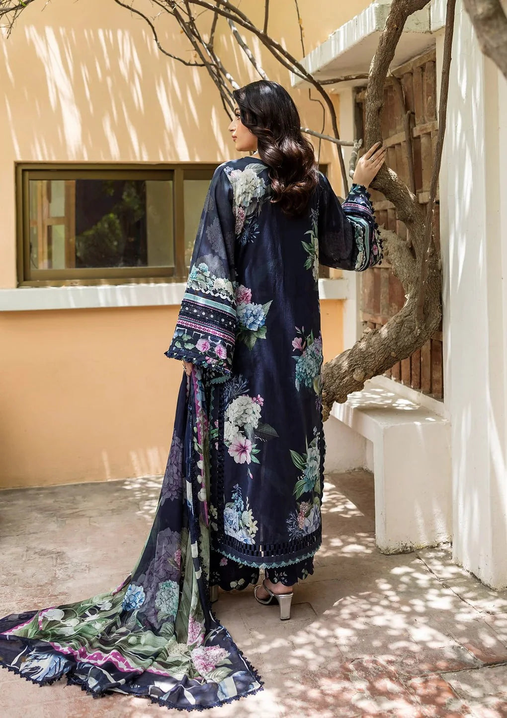 Pakistani Elaf Printed Unstitched Lawn Three Piece - Twilight Garden