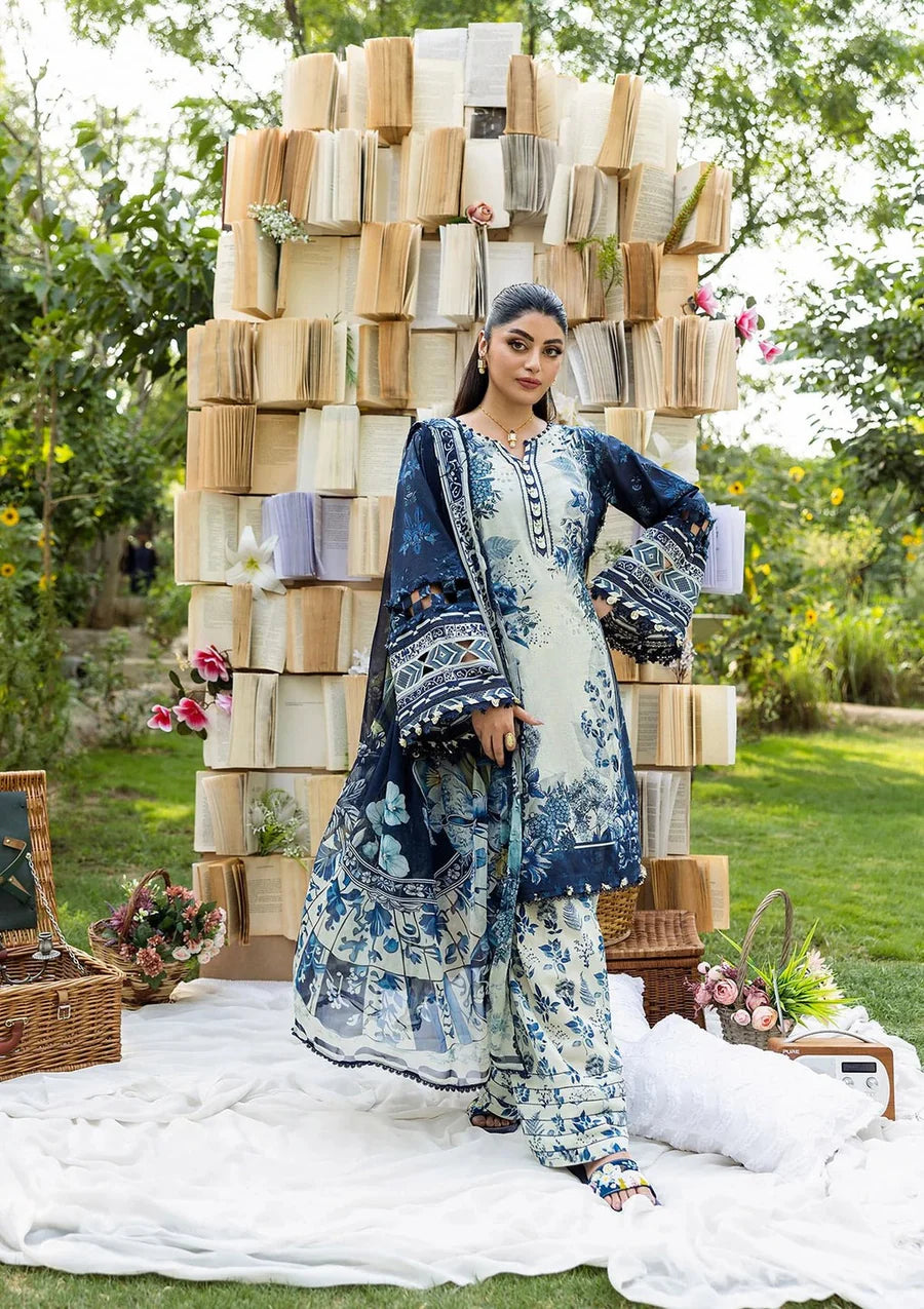 Pakistani Elaf Printed Unstitched Lawn Three Piece - Floreya 7A