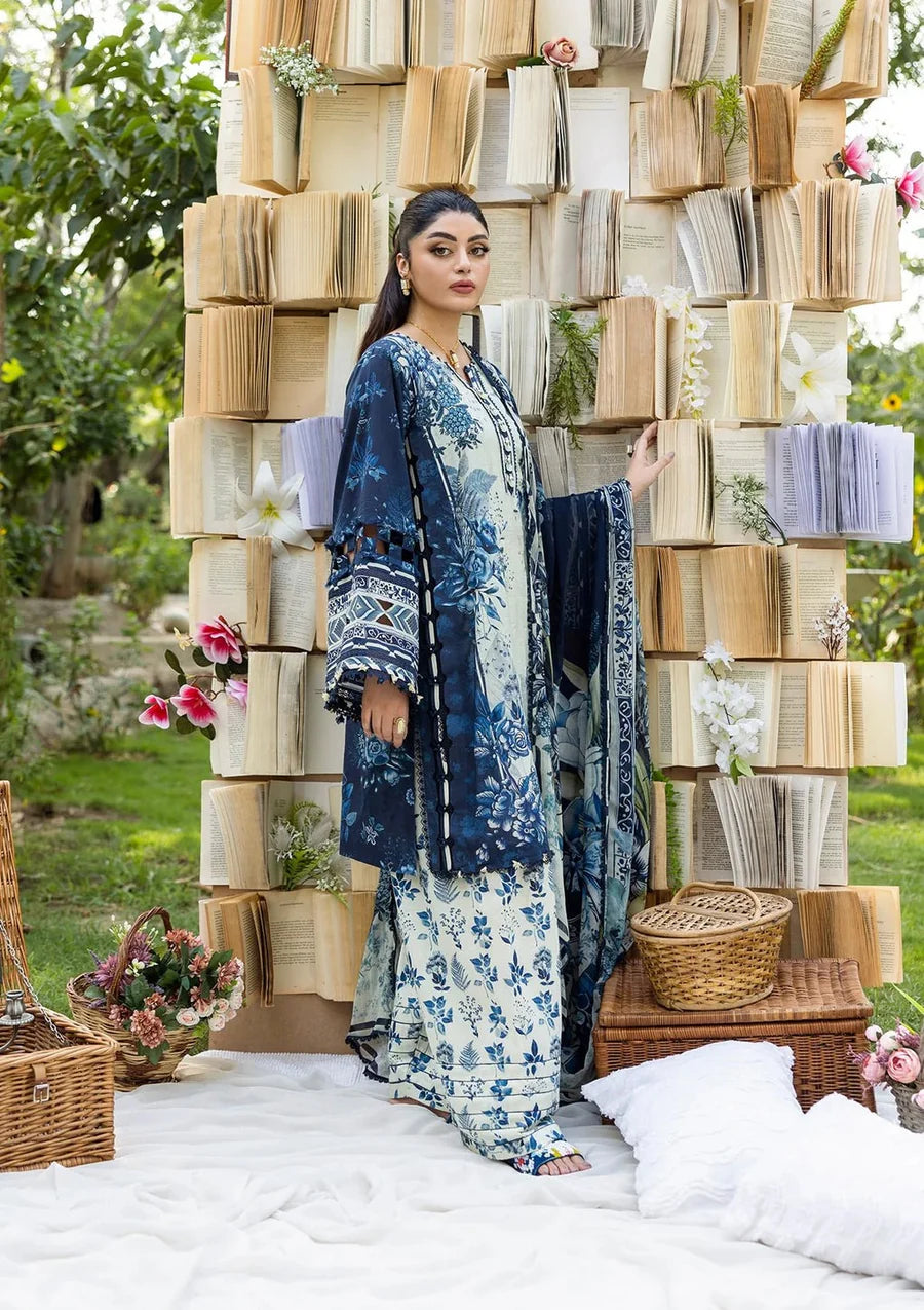 Pakistani Elaf Printed Unstitched Lawn Three Piece - Floreya 7A