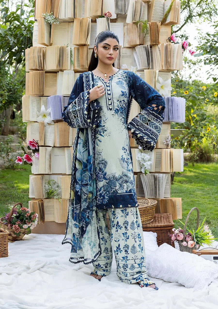 Pakistani Elaf Printed Unstitched Lawn Three Piece - Floreya 7A