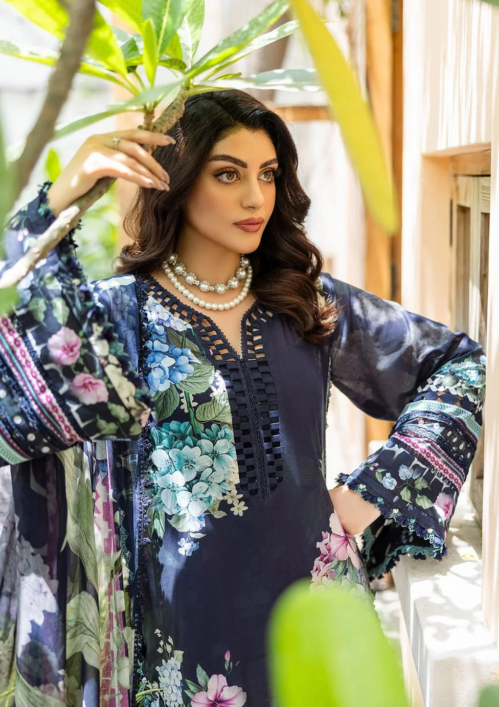 Pakistani Elaf Printed Unstitched Lawn Three Piece - Twilight Garden
