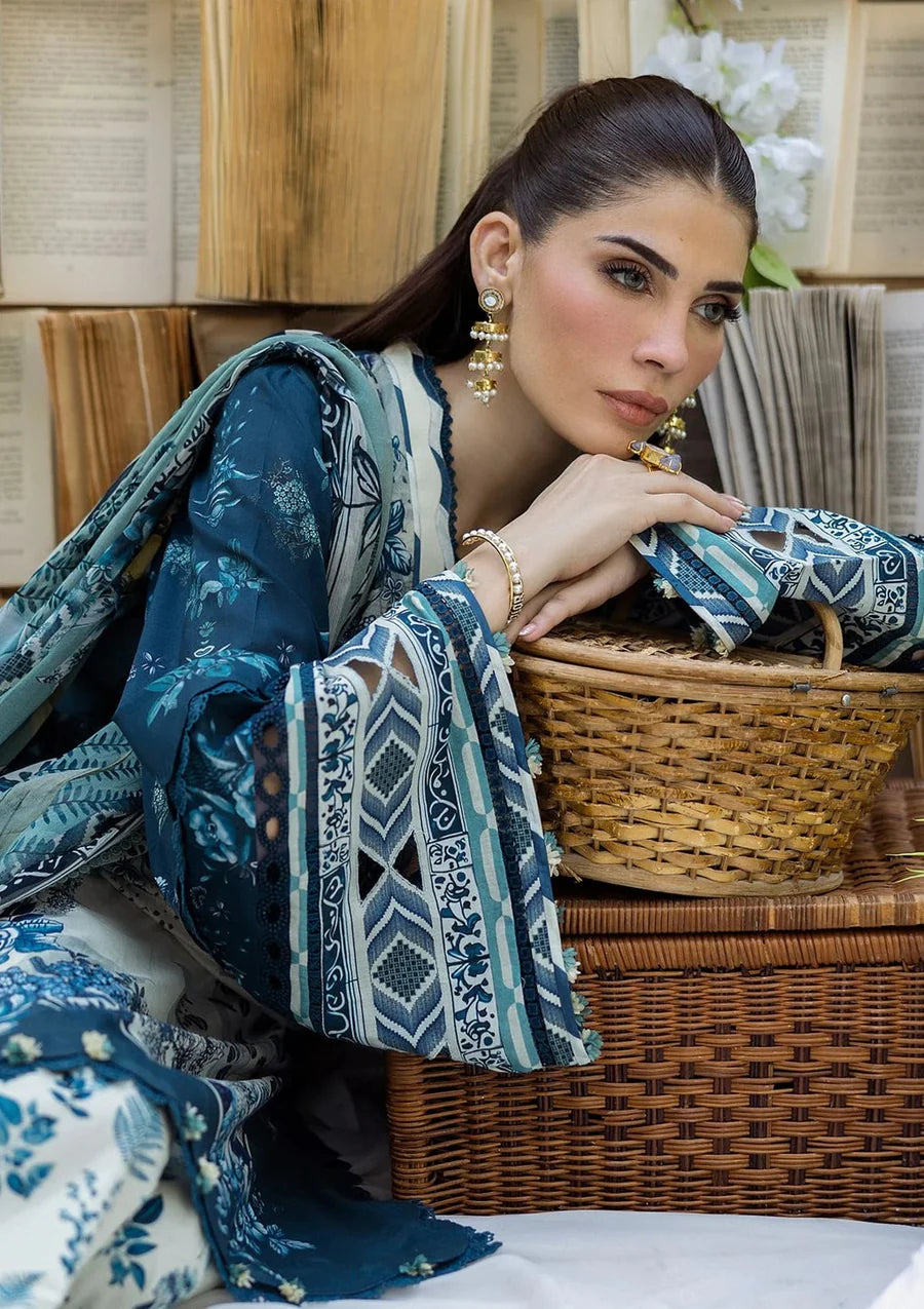 Pakistani Elaf Printed Unstitched Lawn Three Piece - Floreya 7B