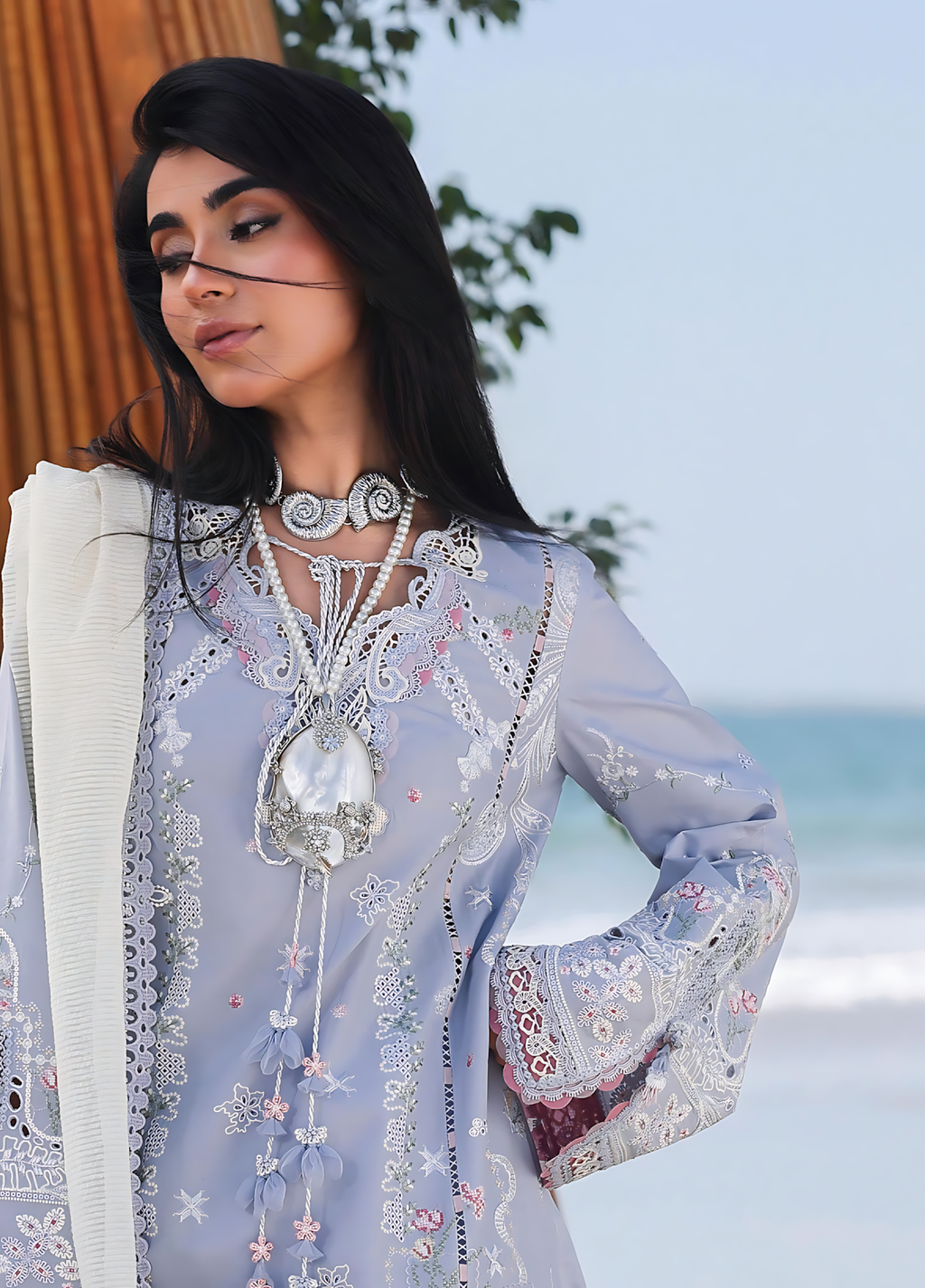 Pakistani Sahil by Qalamkar Lawn Unstitched Three Piece - Sea Mist