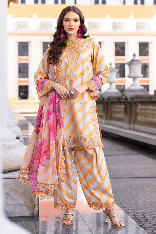 Pakistani Charizma Aga E Nou Embroidered Lawn Unstitched Three Piece - Apricot