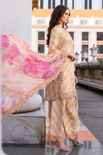 Pakistani Charizma Aga E Nou Embroidered Lawn Unstitched Three Piece - Apricot