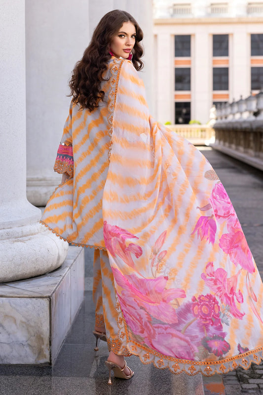 Pakistani Charizma Aga E Nou Embroidered Lawn Unstitched Three Piece - Apricot