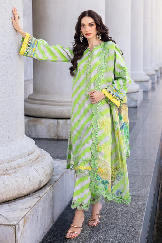 Pakistani Charizma Aga E Nou Embroidered Lawn Unstitched Three Piece - Avocado