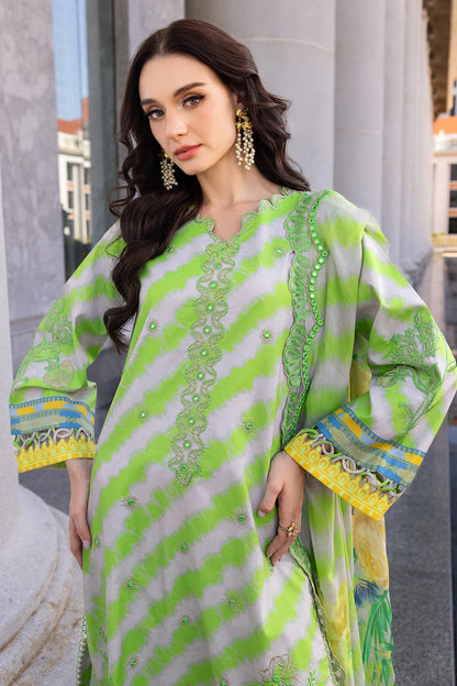 Pakistani Charizma Aga E Nou Embroidered Lawn Unstitched Three Piece - Avocado