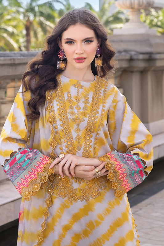 Pakistani Charizma Aga E Nou Embroidered Lawn Unstitched Three Piece - Persian Orange