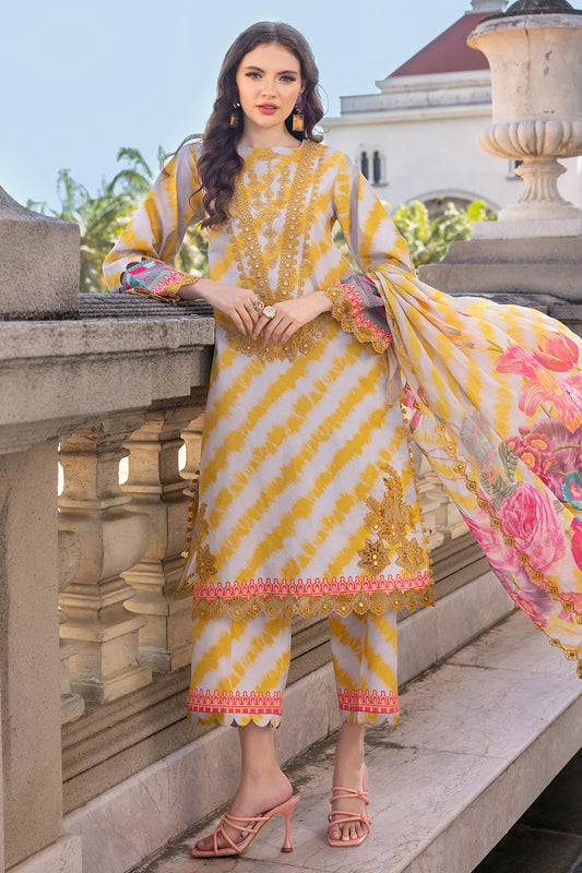 Pakistani Charizma Aga E Nou Embroidered Lawn Unstitched Three Piece - Persian Orange