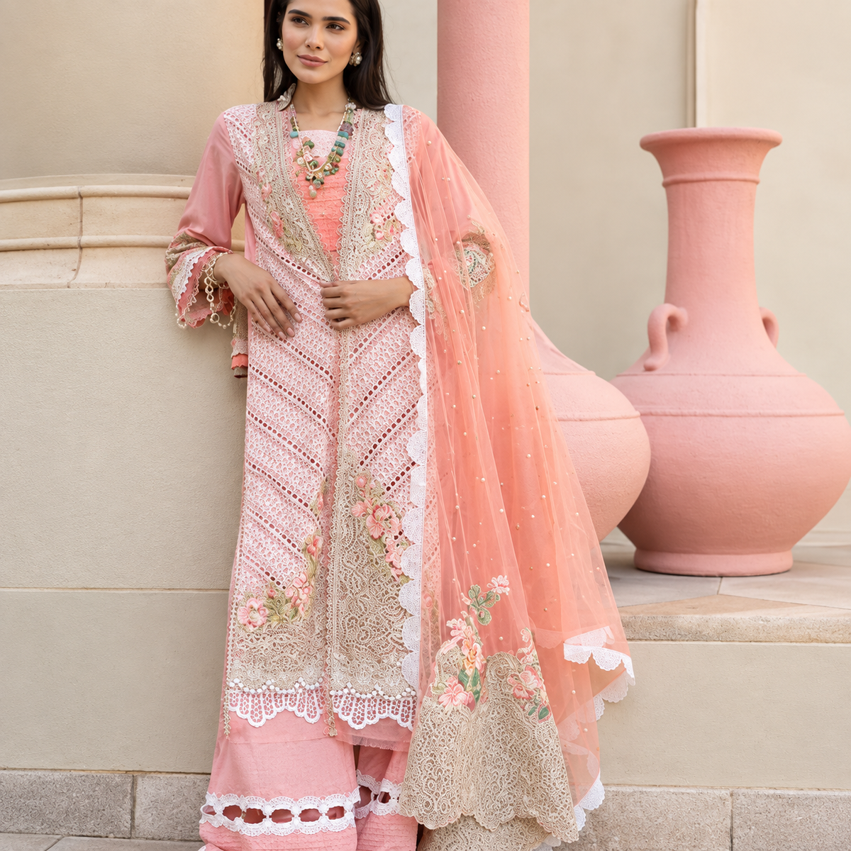 Pakistani Sobia Nazir Embroidered Schiffli Luxury Unstitched Suit