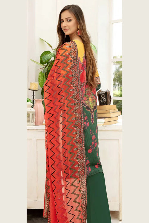 Pakistani Digital Printed & Embroidered Suvic Chiffon Three Piece