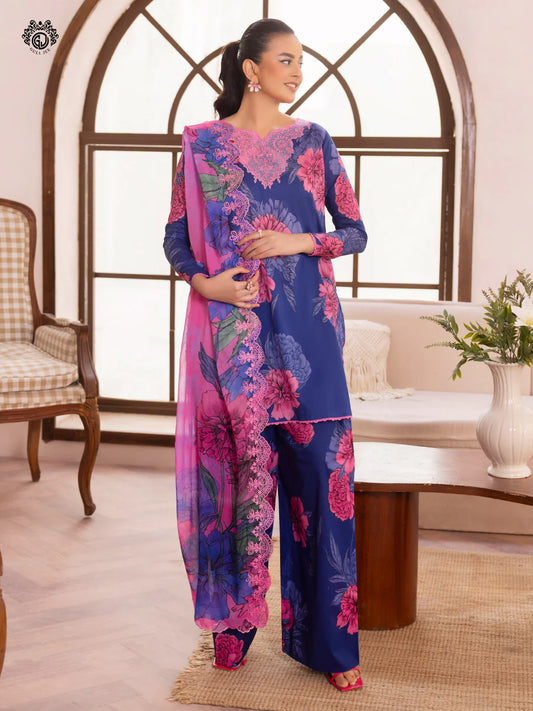 Pakistani Ziva by Gulljee Digital Printed Lawn Unstitched Three Piece - Rhino