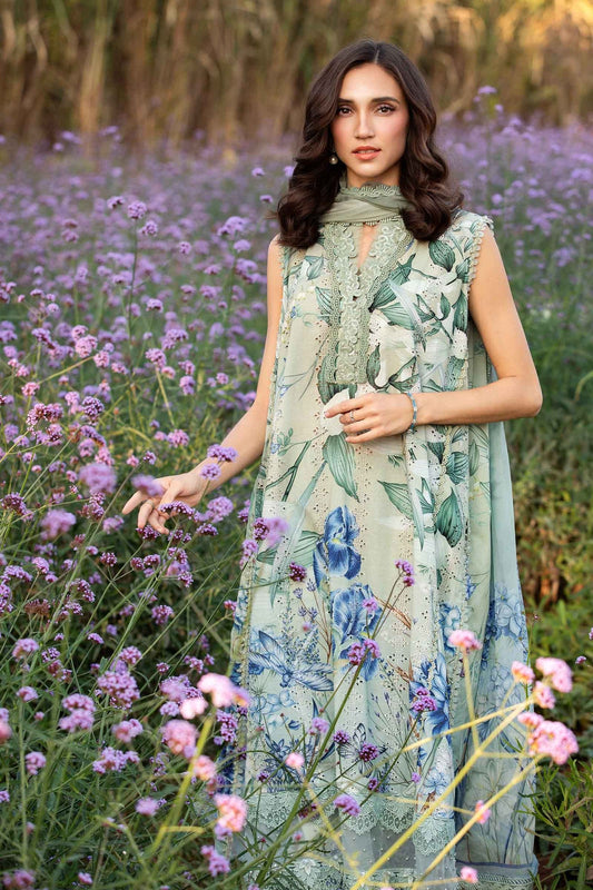 Pakistani Maria B Printed Unstitched Lawn Premium Three Piece - Mint Green