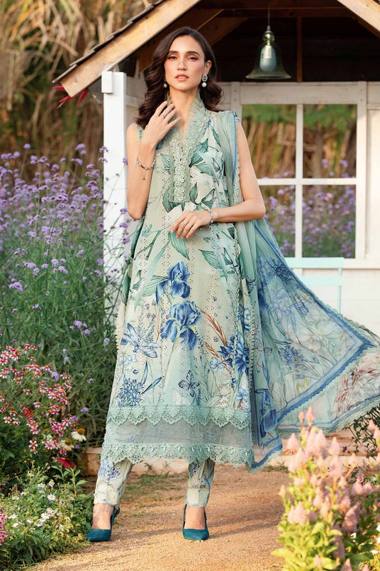 Pakistani Maria B Printed Unstitched Lawn Premium Three Piece - Mint Green