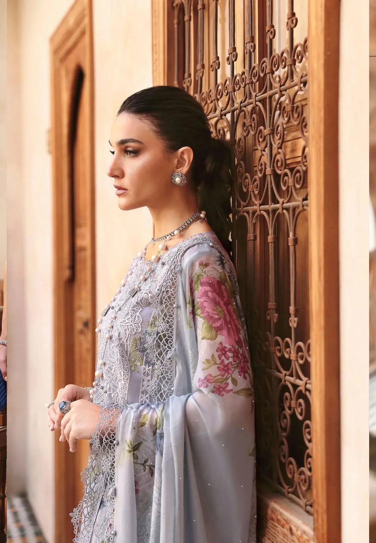 Pakistani Maria B Luxury Lawn Unstitched Three Piece - Ice Blue