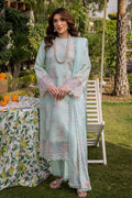 Pakistani Printed Embroidered Lawn 3-Piece Suit with Silk Dupatta