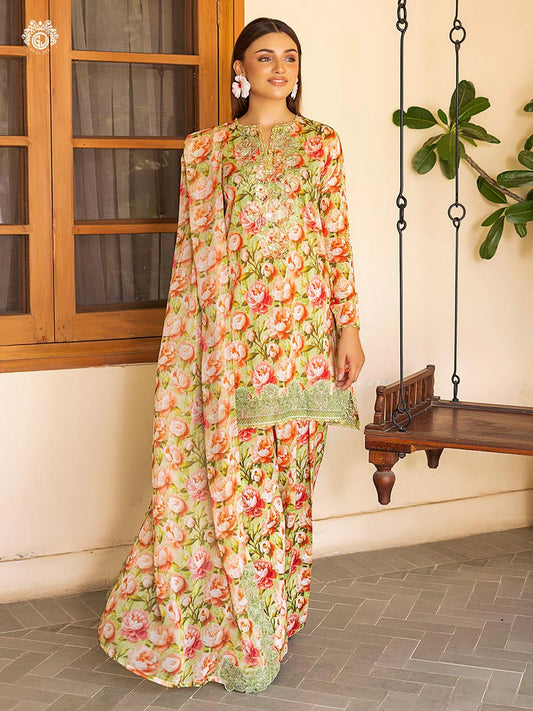 Pakistani Ziva by Gulljee Floral Printed Lawn Unstitched Three Piece - Apache