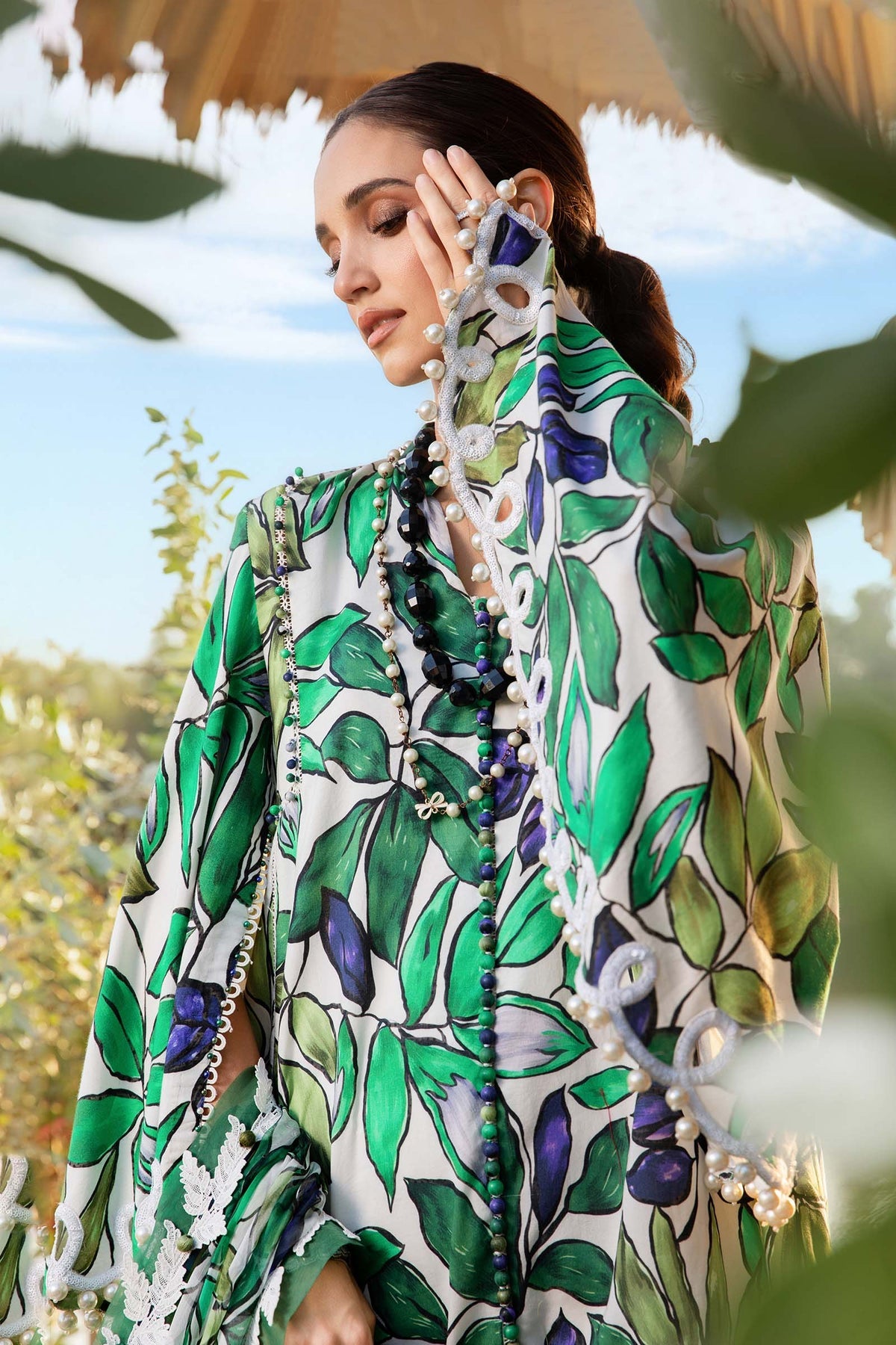Pakistani Maria B Printed Unstitched Lawn Premium Three Piece - Multicolor