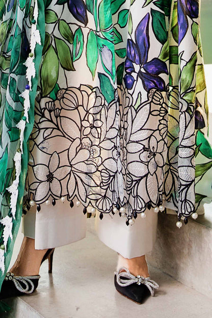 Pakistani Maria B Printed Unstitched Lawn Premium Three Piece - Multicolor