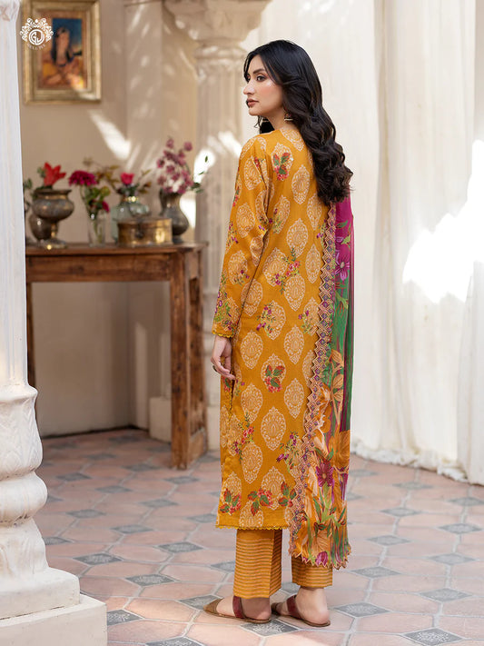 Pakistani Rang Pasand by Gulljee Digital Printed Lawn Unstitched Three Piece - Rich Gold