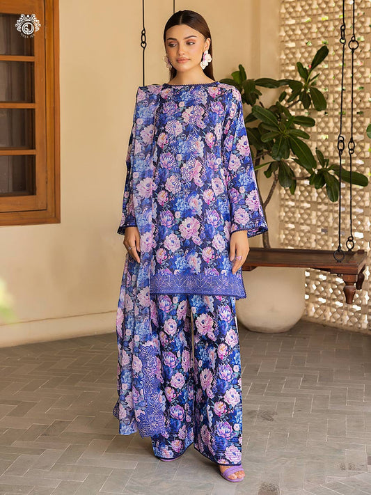 Pakistani Ziva by Gulljee Floral Printed Lawn Unstitched Three Piece - Rhino