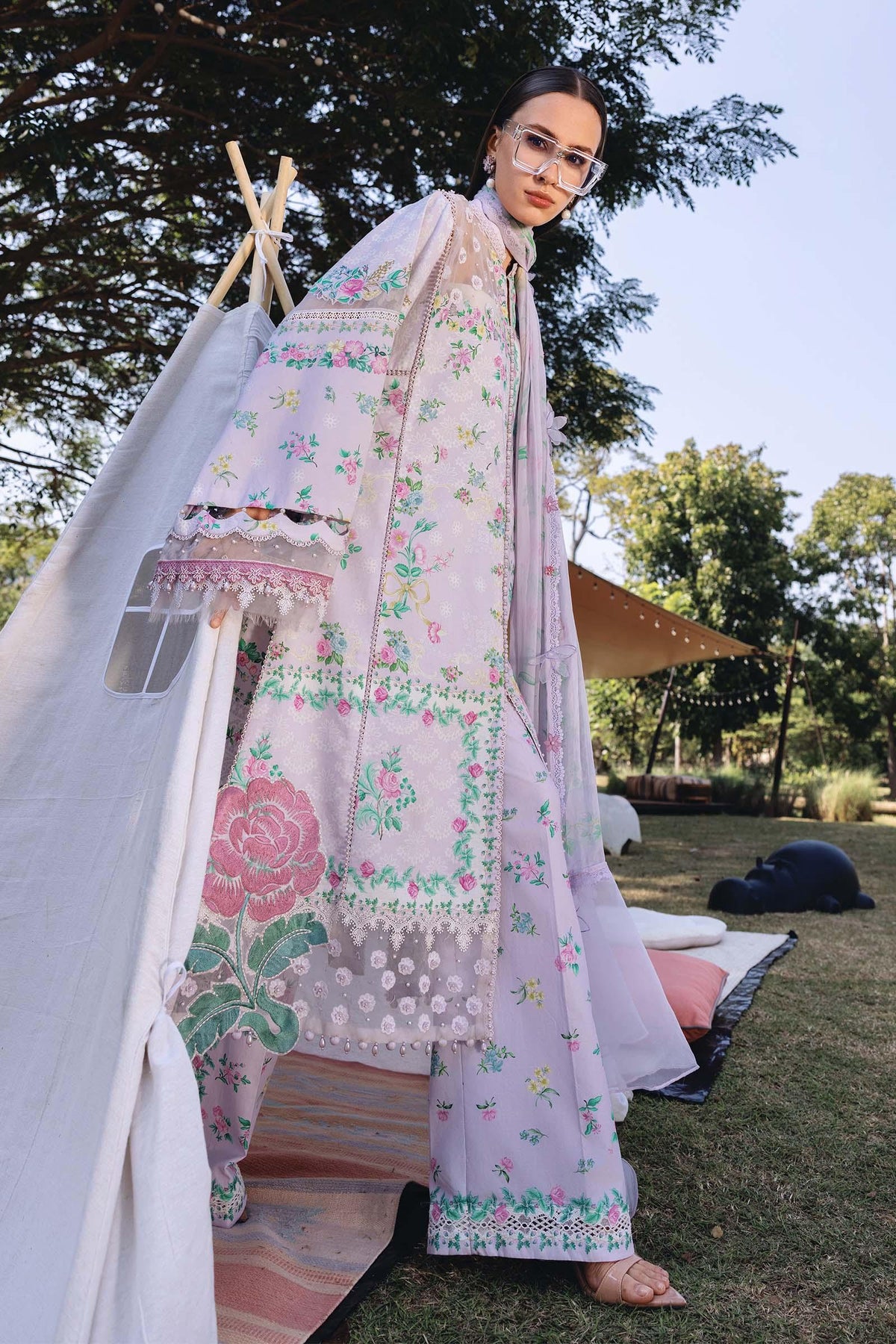 Pakistani M.Print by Maria B Lawn Unstitched Three Piece - Lilac