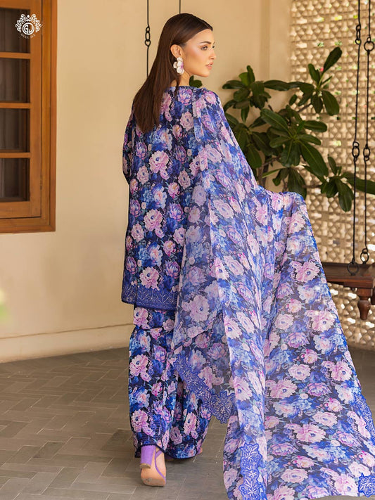 Pakistani Ziva by Gulljee Floral Printed Lawn Unstitched Three Piece - Rhino