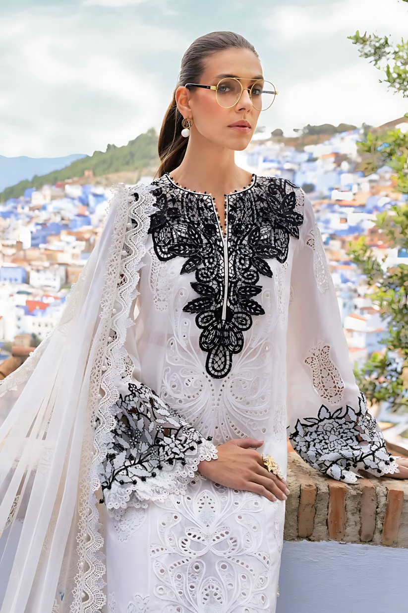 Pakistani Maria B Luxury Lawn Unstitched Three Piece - White