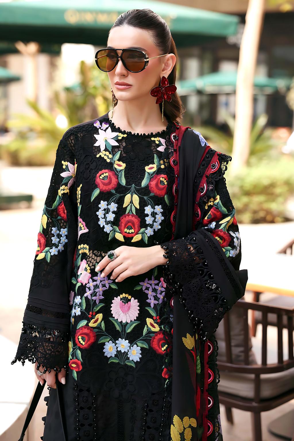 Pakistani Maria B Luxury Lawn Unstitched Three Piece - Black
