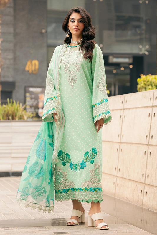 Pakistani Charizma Swiss Voile Embroidered Unstitched Three Piece - Lichen