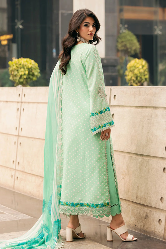 Pakistani Charizma Swiss Voile Embroidered Unstitched Three Piece - Lichen